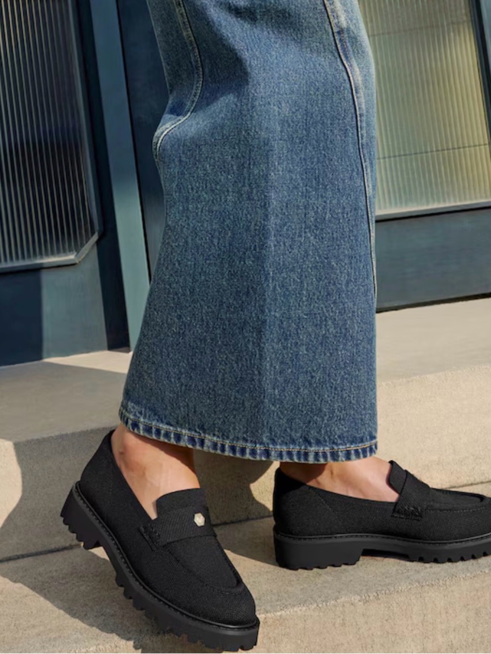 Black Women’s Slip-On Loafers - Casual Chunky Sole
